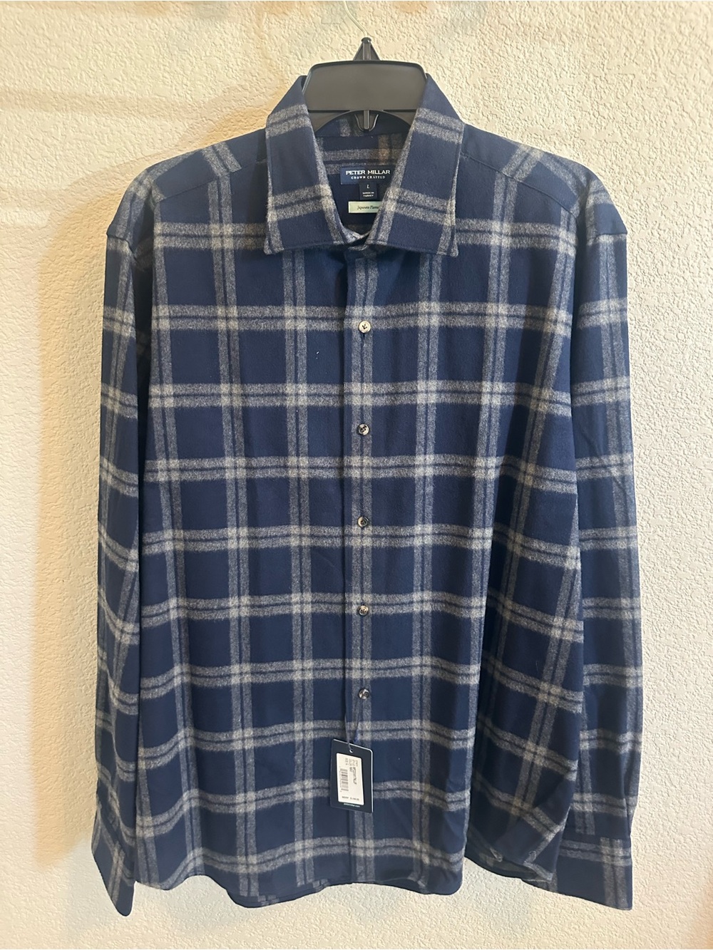 Peter Millar crown crafted Navy Plaid Long-Sleeve Button-Down Shirt